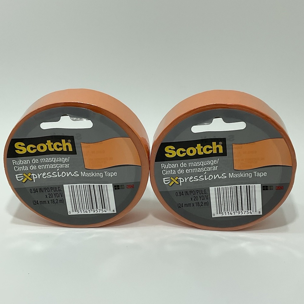 Scotch Expressions Decorative Masking Tape Bright Orange 0.94in x 20yd 2 Rolls